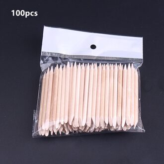 100 Pcs Nail Art Oranje Houten Stok Sticks Cuticle Pusher Remover Manicure Pedicure Care 100stk
