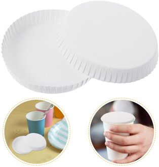 100 Pcs Papier Drinkbeker Covers Stapelbare Beker Deksels Stofdicht Koffie Mok Caps