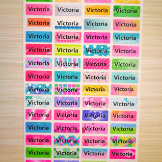 100 Pcs Personalized Name Stickers Water Proof School Label Decal Multi Purpose Colorful Multi Color