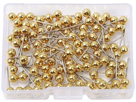100 Pcs Ronde Plastic Hoofd Stalen Punt Push Pins Kaart Duim Kopspijkers Pin Kantoor Schoolbenodigdheden Naaibenodigdheden goud