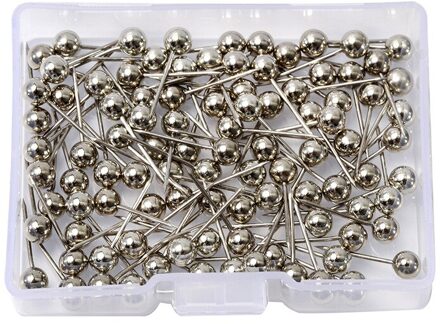 100 Pcs Ronde Plastic Hoofd Stalen Punt Push Pins Kaart Duim Kopspijkers Pin Kantoor Schoolbenodigdheden Naaibenodigdheden zilver