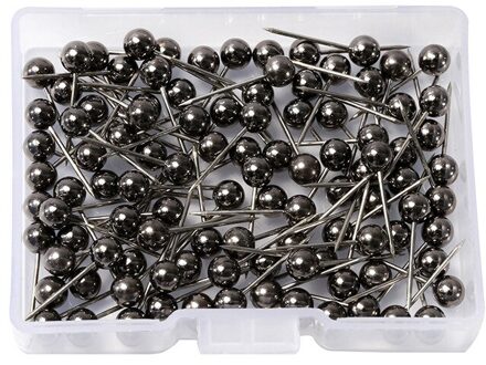 100 Pcs Ronde Plastic Hoofd Stalen Punt Push Pins Kaart Duim Kopspijkers Pin Kantoor Schoolbenodigdheden Naaibenodigdheden zwart