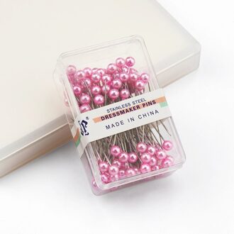 100 Pcs Rvs Naaister Pins Kleurrijke Bal Koppen Naalden Makkelijk Sieraden Maken Gereedschap Kralen Pins Voor Sieraden Maken Diy roze