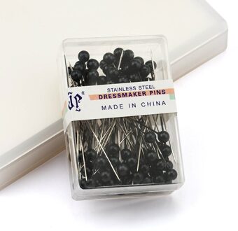 100 Pcs Rvs Naaister Pins Kleurrijke Bal Koppen Naalden Makkelijk Sieraden Maken Gereedschap Kralen Pins Voor Sieraden Maken Diy zwart