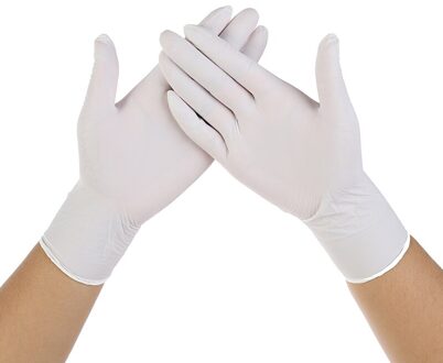 100 Pcs Wegwerp Latex Handschoenen Huishoudelijke Schoonmaakmiddelen Wit Antislip Beschermende Handschoenen