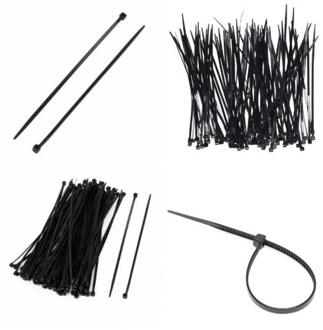 100 Pcs Zelfborgende Nylon Koord Met Zwart Koord Tie Kabelboom Koord Met Vlamvertragende Plastic Tape 2X150Mm