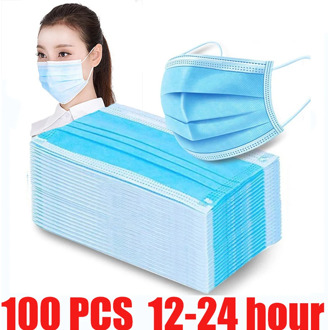 100 pieces dustproof face mask disposable mouth protect 3 layers dust filter Earloop Non woven mouth mask 12-24 hours shipping