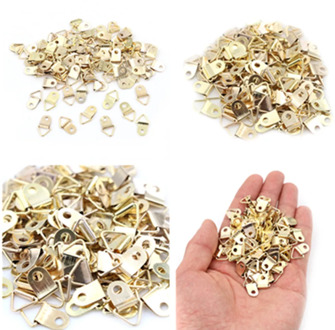 100 Pieces Golden Triangle D-Ring Hanging Picture oil Painting Mirror Frame Hooks Hangers Wholesale