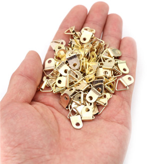 100 Pieces Golden Triangle D-Ring Hanging Picture oil Painting Mirror Frame Hooks Hangers Wholesale