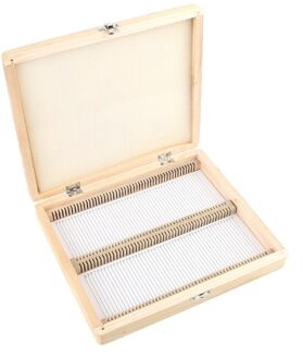 100-Plaatsen Digitale Microscoop Slides Opbergdoos Biologische Houten Stuk Case