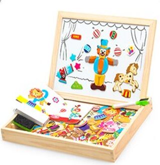 100 + Stuks Houten Magnetische Puzzel Figuur/Dieren/Voertuig/Circus Tekentafel 5 stijlen Doos Educatief Speelgoed