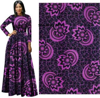 100% Polyester Afrikaanse Stof Wax Paarse Bloem Nederlands Pagne Holland Naaien Party Dress Ankara Doek