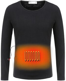 100% Polyester Fiber Winter Plus Fluwelen Verdikking Verwarming Kleding Usb Elektrische Verwarming Warme Top Warme Lange Mouwen T-shirt 4XL