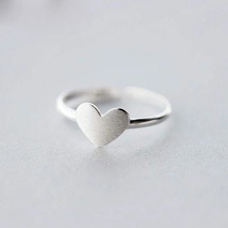100% Real 925 Sterling Silver Love Heart Rings For Women Adjustable Rings