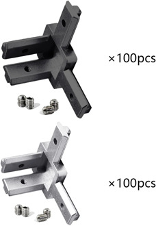 100 Set Black And 100 set Silver All Series 3-Way End Corner Bracket Connector with Screws for 2020s