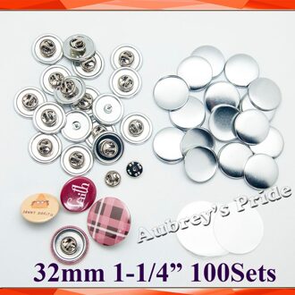 100 Sets 1-1/4 "32Mm Vlinder Koppeling Terug Metal Alle Stalen Badge Button Maker Knop supply Materialen