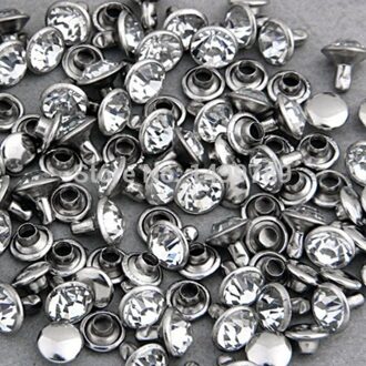 100 Sets 6 Mm Cz Kristallen Rhinestone Klinknagels Zilveren Nailhead Spots Studs Diy Gratis