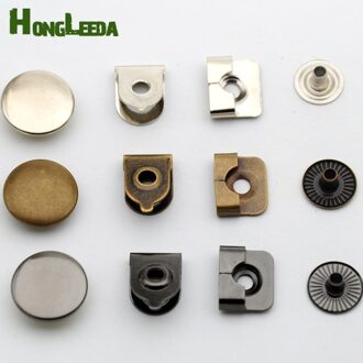 100 Sets/partij 15Mm 4-Deel Metalen Messing Broek Broek Rokken Haken Voor Lady/Vrouwen Zilver Nikkel, zwart, Brons Hij-030 Antiek Messing