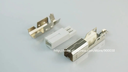 100 sets per lot DIY USB 2.0 B type male plug solder cable type Assembly Adapter Connector Socket black plastic shell