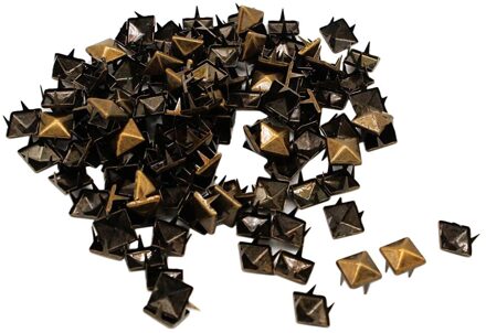 100 Sets Piramide Studs Spots Punk Spikes Voor Diy Craft Brons-Zwart bronzen