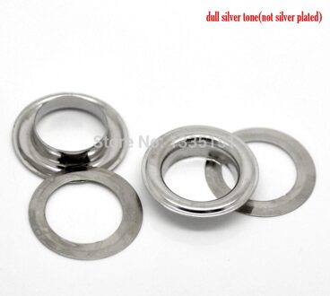 100 Sets Silver Tone Schoen Schoenveter Oogjes 22mm x 5mm 20mm (7/8 "x 2/8") J1740