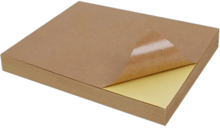 100 Sheets A4 Size Blank Kraft Adhesive Sticker Self Adhesive A4Kraft Label Paper for Inkjet Printer Packaging Label