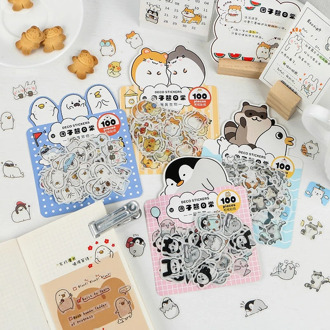 100 Sheets/pack Kawaii Animals Series Hamster Decorative Stationery Stickers Scrapbooking Diy Diary Album Stick Label