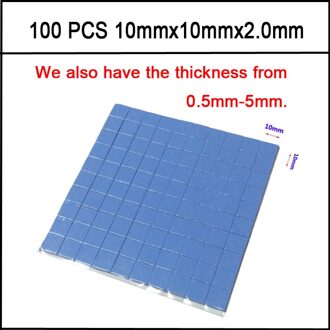 100 stks 10mm * 10mm * 2mm GPU CPU Heatsink Cooling Geleidende Siliconen Pad Thermische Pad