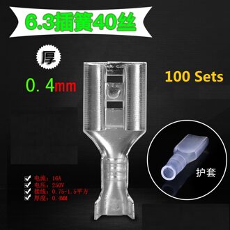 100 STKS 6.3mm transparante schede ingevoegd lente 6.3mm Vrouwelijke connector terminal Faston met isolator voor draad