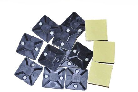 100 stks DIY Zelfklevende Kabelbandvoetjes Montage Base Klemmen Clip 20mm Zelfklevende Montage Base Zwart 2 cm x 2 cm