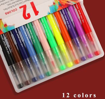 100 Stks/doos Dubbele Kop Tekening Aquarel Pen Set Student Kleur Borstel Schets Pen 0.4Mm Haak Lijn Pen Art levert 12 kleuren