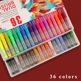 100 Stks/doos Dubbele Kop Tekening Aquarel Pen Set Student Kleur Borstel Schets Pen 0.4Mm Haak Lijn Pen Art levert 36 kleuren