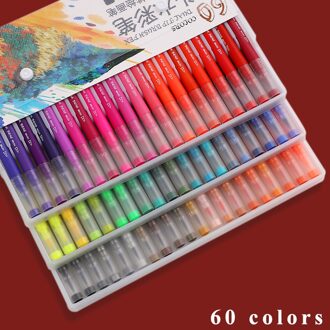 100 Stks/doos Dubbele Kop Tekening Aquarel Pen Set Student Kleur Borstel Schets Pen 0.4Mm Haak Lijn Pen Art levert 60 kleuren