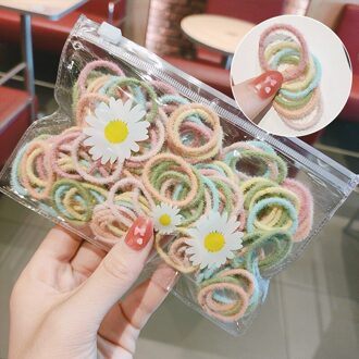 100 Stks/doos Leuke Snoep Kleuren Zachte Elastische Haarbanden Voor Kinderen Meisjes Scrunchies Paardenstaart Rubber Band Mooie Haaraccessoires 2