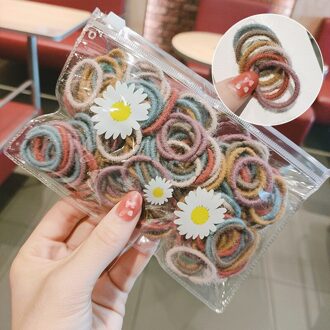 100 Stks/doos Leuke Snoep Kleuren Zachte Elastische Haarbanden Voor Kinderen Meisjes Scrunchies Paardenstaart Rubber Band Mooie Haaraccessoires 3