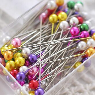 100 Stks/doos Naaien Pinnen 38Mm Pearl Ball Head Push Pins Rechte Quilten Pins Voor Dressmaking Sieraden Decor Diy Naaien gereedschap mix kleur