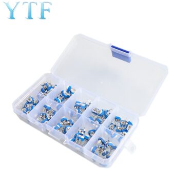 100 Stks/doos RM065 Carbon Film Horizontale Trimpot Potentiometer Assortiment Kit 10 Waarden Variabele Weerstand 500R - 1M