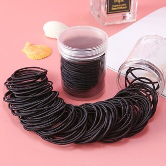 100 Stks/doos Snoep Kleur Vrouwen Elastiekjes Zwart Roze Blauw Rood Groen Kleur Kleine Dunne Rubber Haarbanden Voor kinderen Vrouwelijke