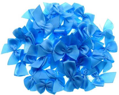 100 stks Handgemaakte Mini Satijnen Lint Bloemen Bows Lint Strik Voor Verpakking Craft Bruiloft Decoratie 3/8" blauw