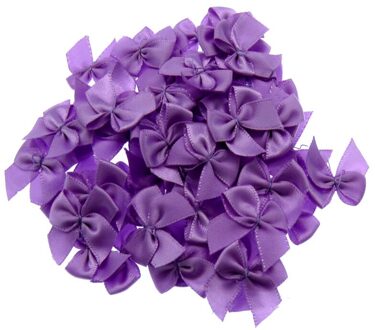 100 stks Handgemaakte Mini Satijnen Lint Bloemen Bows Lint Strik Voor Verpakking Craft Bruiloft Decoratie 3/8" paars