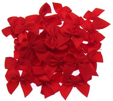 100 stks Handgemaakte Mini Satijnen Lint Bloemen Bows Lint Strik Voor Verpakking Craft Bruiloft Decoratie 3/8" rood