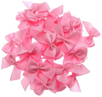 100 stks Handgemaakte Mini Satijnen Lint Bloemen Bows Lint Strik Voor Verpakking Craft Bruiloft Decoratie 3/8" roze