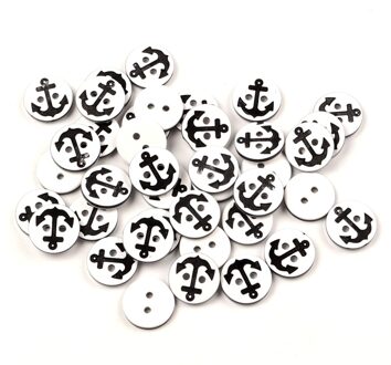 100 stks Hars Zwart Anker Patroon Kleding Naaien Knoppen Voor Kinderkleding Scrapbooking Decoratieve Handwerk DIY Accessoires
