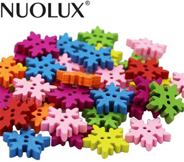 100 stks Kerstvakantie Houten Collection Sneeuwvlokken Knoppen Sneeuwvlokken Embellishments 18mm Decoratie