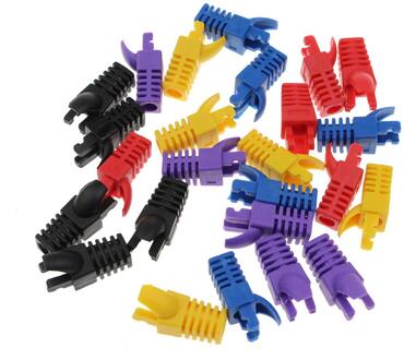100 Stks Kleurrijke RJ45 CAT5 CAT5E CAT6 8P8C Ethernet Netwerk Plug Schede, RJ45 Strain Plug Cover Boot