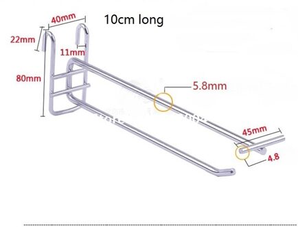 (100 Stks/pak) 10Cm Lengte 6Mm Diameter Beveiliging Apparaat Panelen Metalen Display Haken Slatwall Haken