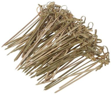 100 Stks/pak 12Cm Wegwerp Bamboe Fruit Vorken Snack Cake Eten Pick Tandenstoker Fancy Geknoopt Dessert Vorken Sticks Feestartikelen