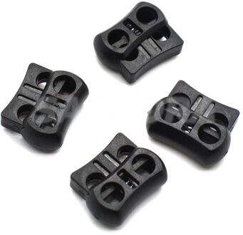 100 stks/pak 2 Gaten Cord Lock Toggle Stopper Plastic toggle clip Zwart 15mm * 20mm * 7.5mm K-111