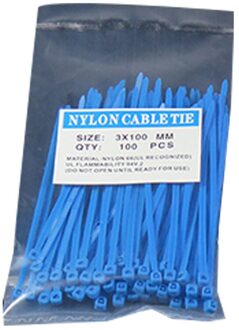 100 Stks/pak 3*100Mm Zelfblokkerende Plastic Nylon Kabelbinders Kleurrijke Nationale Standaard Herbruikbare Nylon kabel Tie Set Blauw