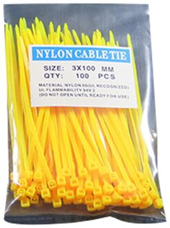 100 Stks/pak 3*100Mm Zelfblokkerende Plastic Nylon Kabelbinders Kleurrijke Nationale Standaard Herbruikbare Nylon kabel Tie Set geel